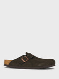 Boston Suede Narrow Soft Footbed Sandals in Mocha