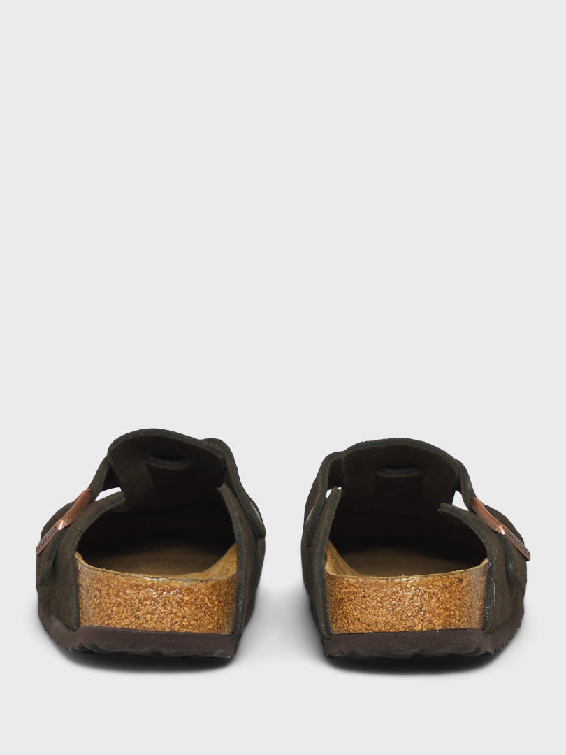 Boston Suede Narrow Soft Footbed Sandals in Mocha