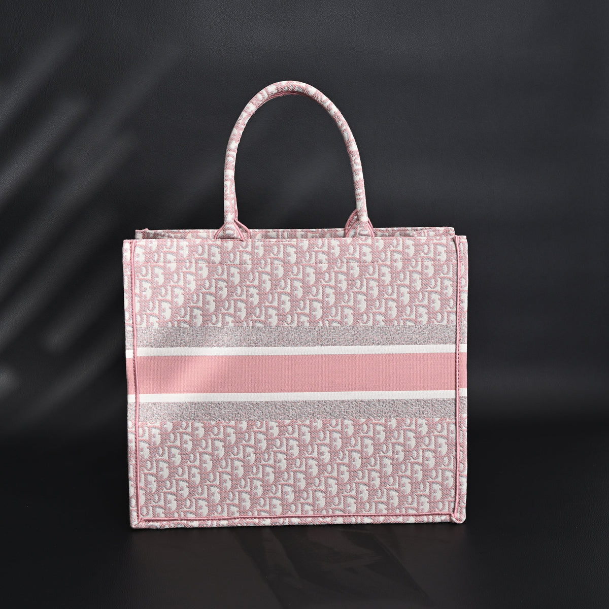 Dior Book Tote Oblique Embroidered Canvas Bag – Large Pink