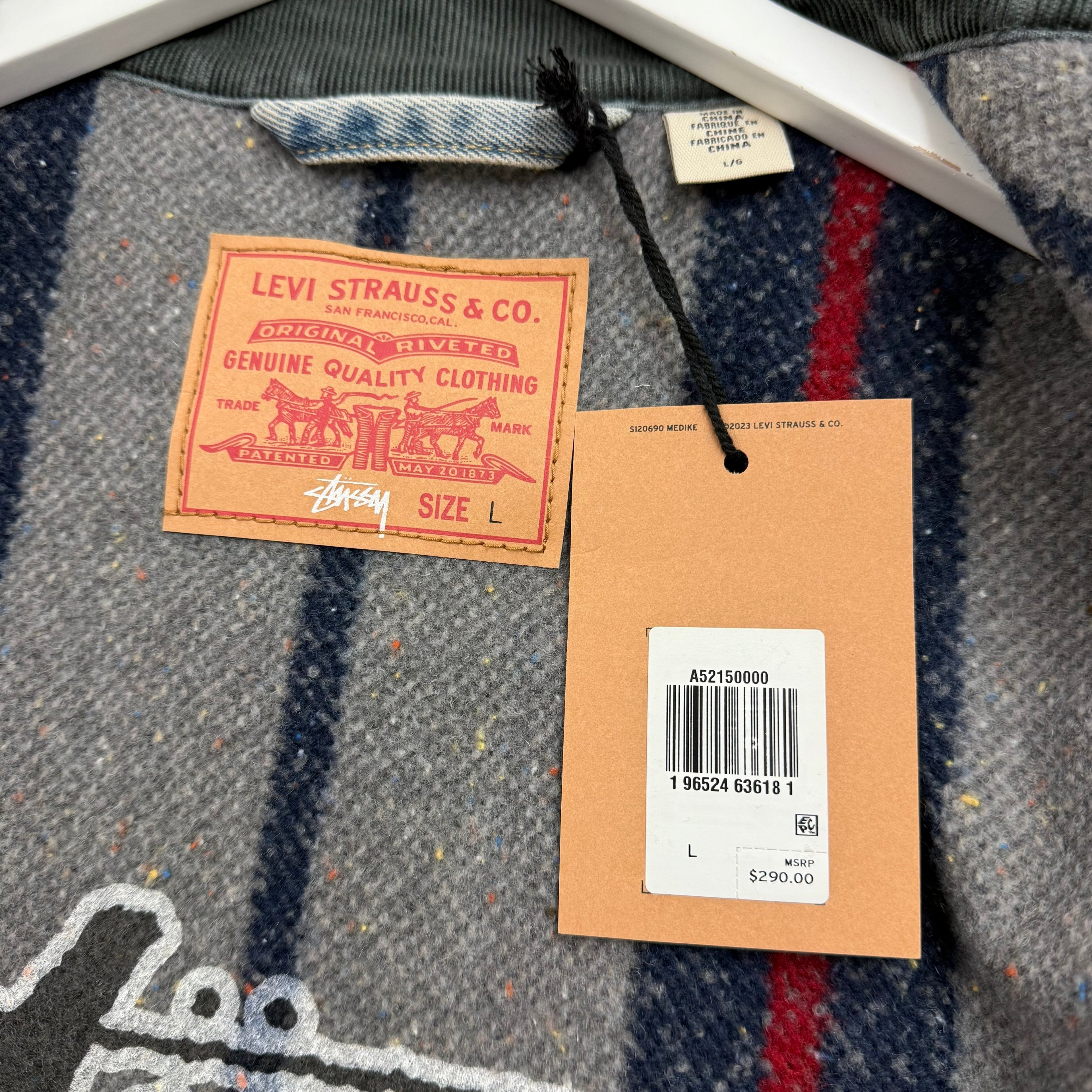 Stussy x Levi’s embossed praglad trucker jacket / Large