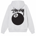 Stussy 8 Ball Zip Up Hooded Sweatshirt Ash Grey